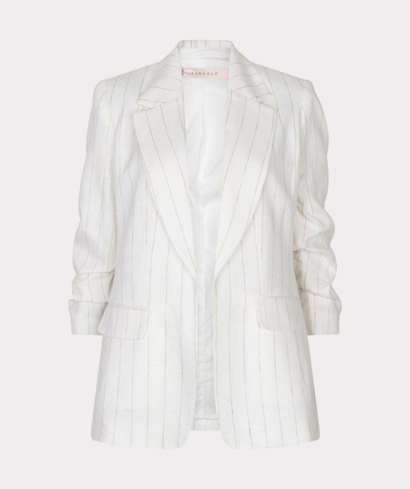 ESQUALO LINEN STRIPE LINED BLAZER - OFF WHITE/SAND - Vi-Leen's Fashions