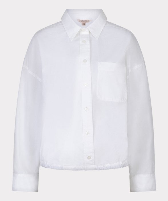 ESQUALO CROPPED COTTON POPLIN BLOUSE - OFF WHITE