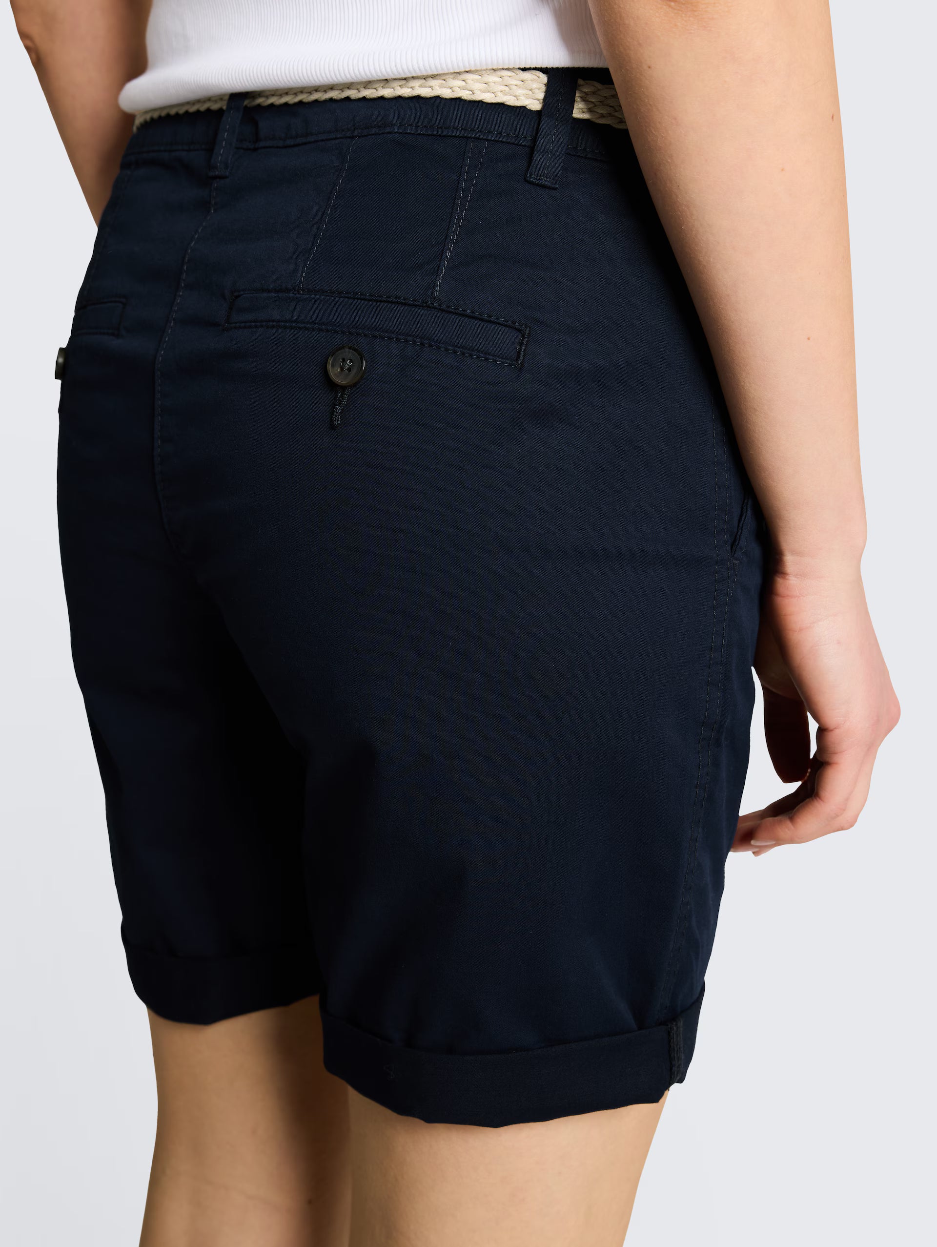 TOM TAILOR CHINO BELTED BERMUDA SHORT - NAVY - Vi-Leen's Fashions