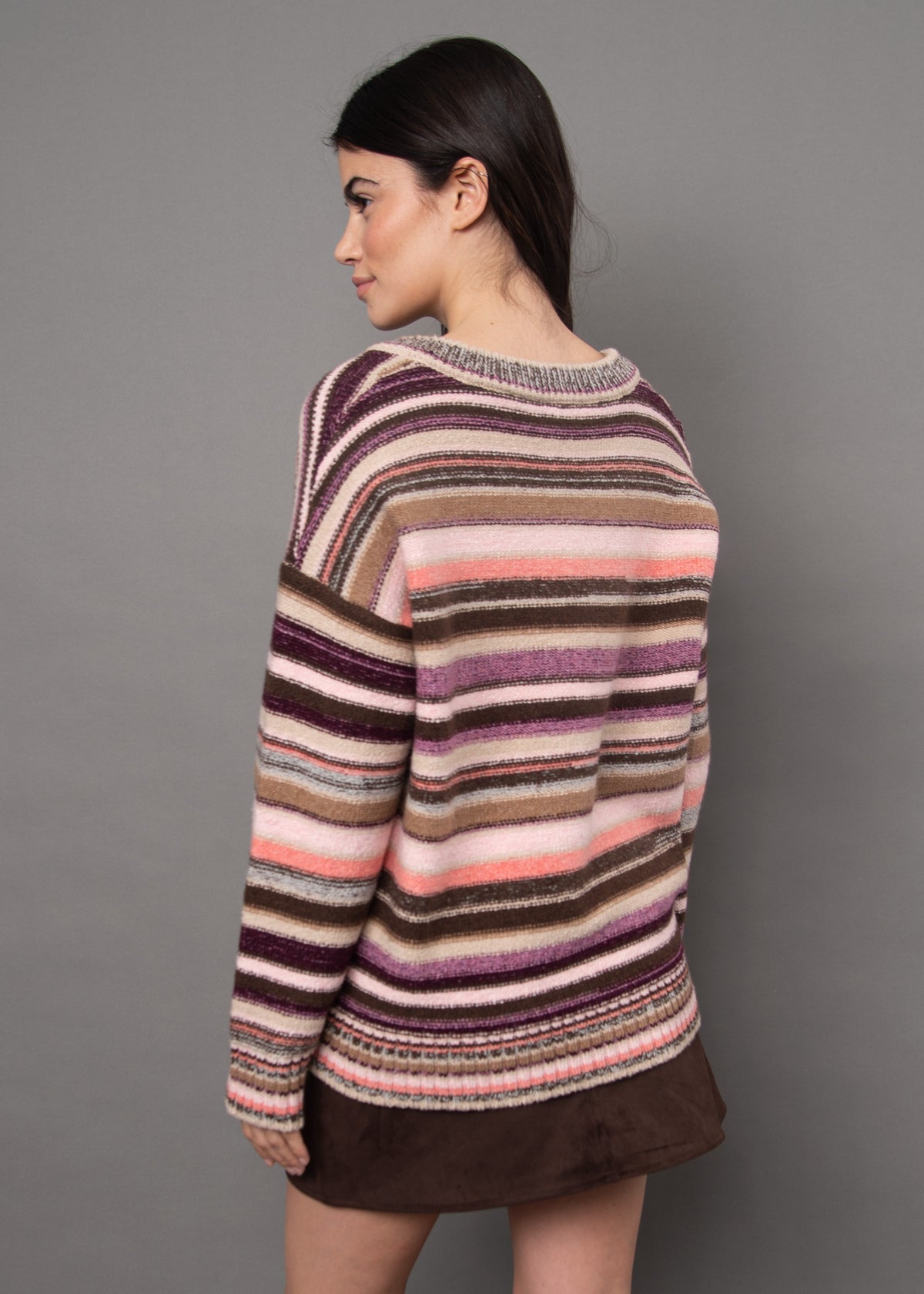 RD STYLE REAGHAN LONG SLEEVE SWEATER - MULTI STRIPE