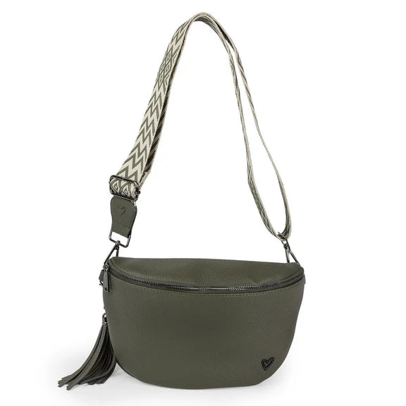 KIMBERLEY VEGAN LEATHER CROSSBODY - OLIVE