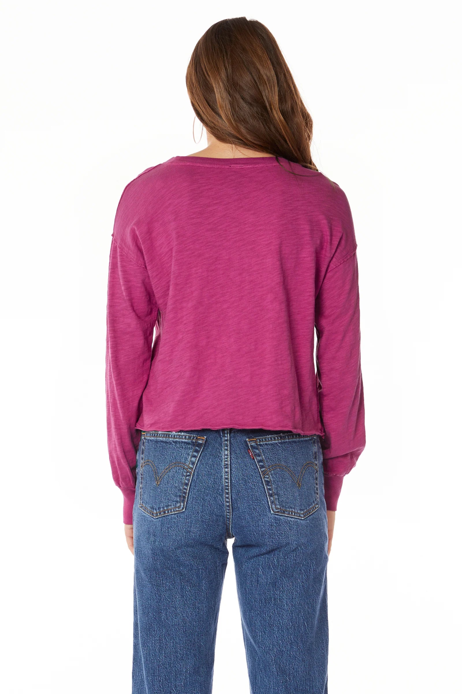BOBI LONG SLEEVE SCOOP NECK TOP - BERRY - Vi-Leen's Fashions