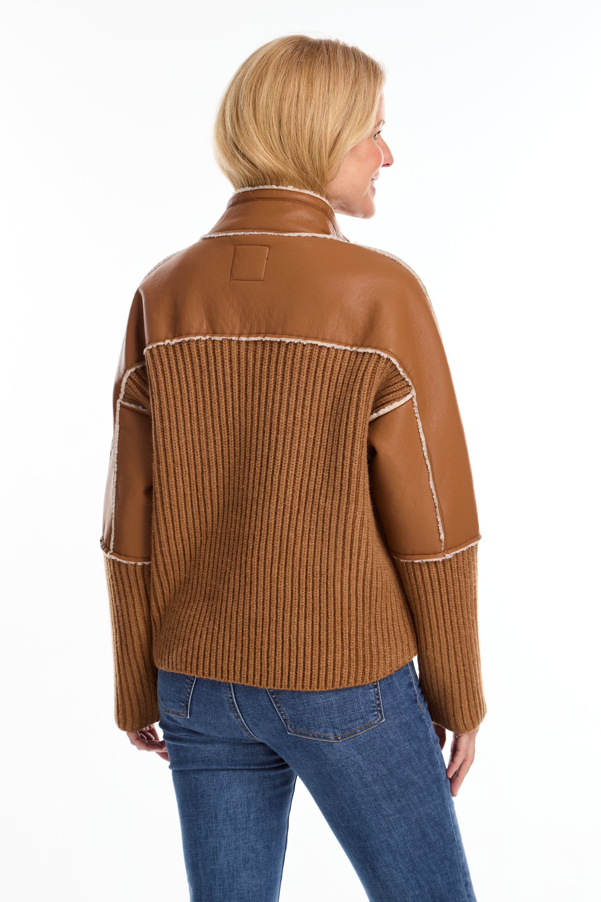 FDJ BONDED SHERPA SWEATER JACKET - CAMEL - Vi-Leen's Fashions