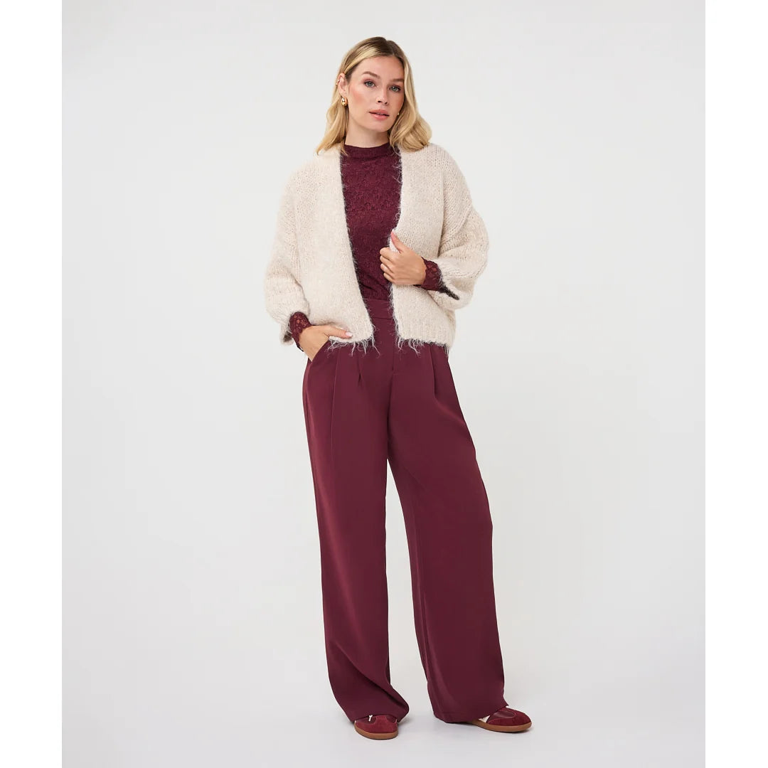 ESQUALO CARDIGAN WITH BALLOON SLEEVE - BISCUIT