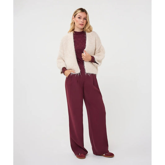 ESQUALO CARDIGAN WITH BALLOON SLEEVE - BISCUIT