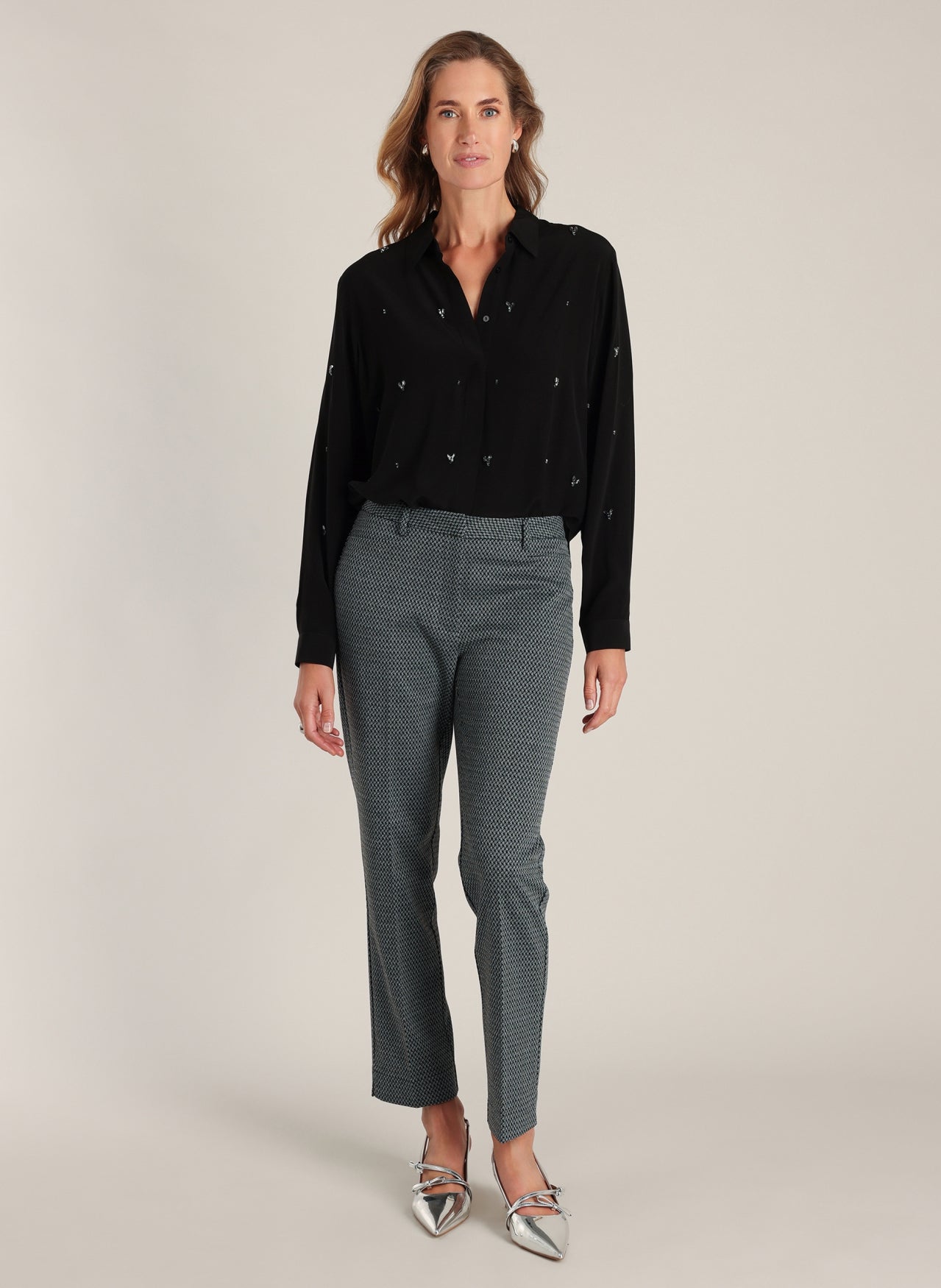 YEST DASHA STRAIGHT LEG PANT - BLACK/WHITE