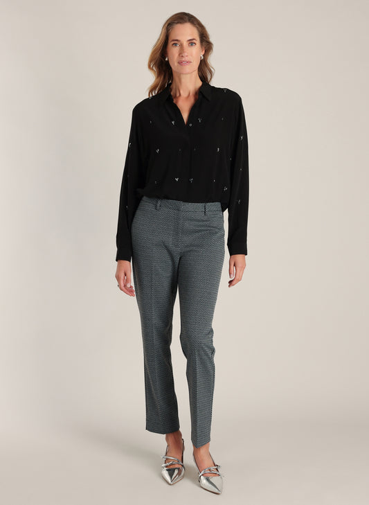 YEST DASHA STRAIGHT LEG PANT - BLACK/WHITE