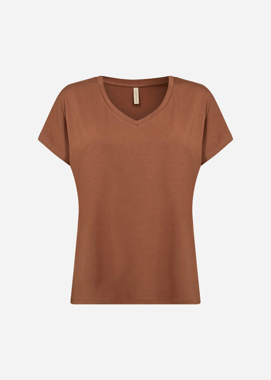 SOYACONCEPT MARICA V-NECK T-SHIRT - TOFFEE - Vi-Leen's Fashions