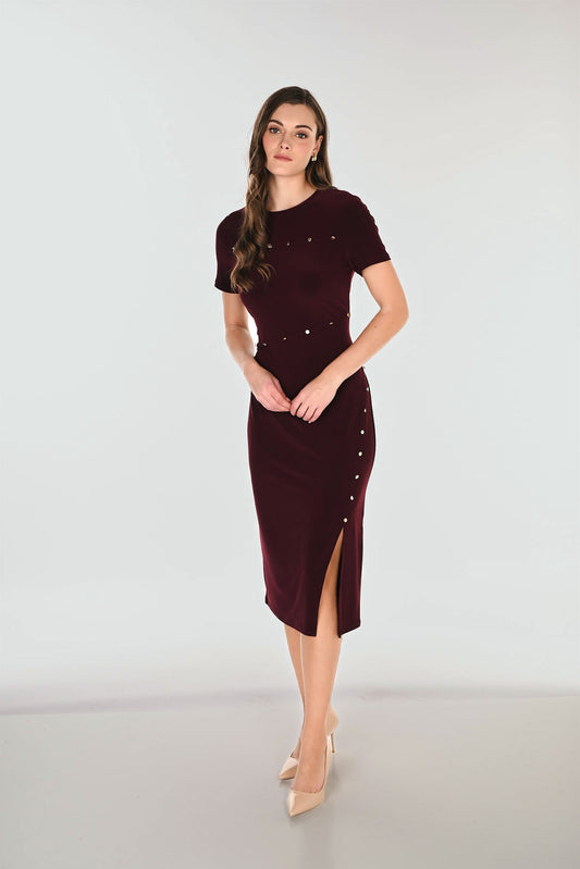 FRANK LYMAN MIDI LENGTH DRESS - BLACK CHERRY