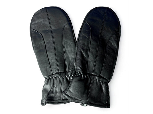 LADIES LEATHER MITTEN - BLACK