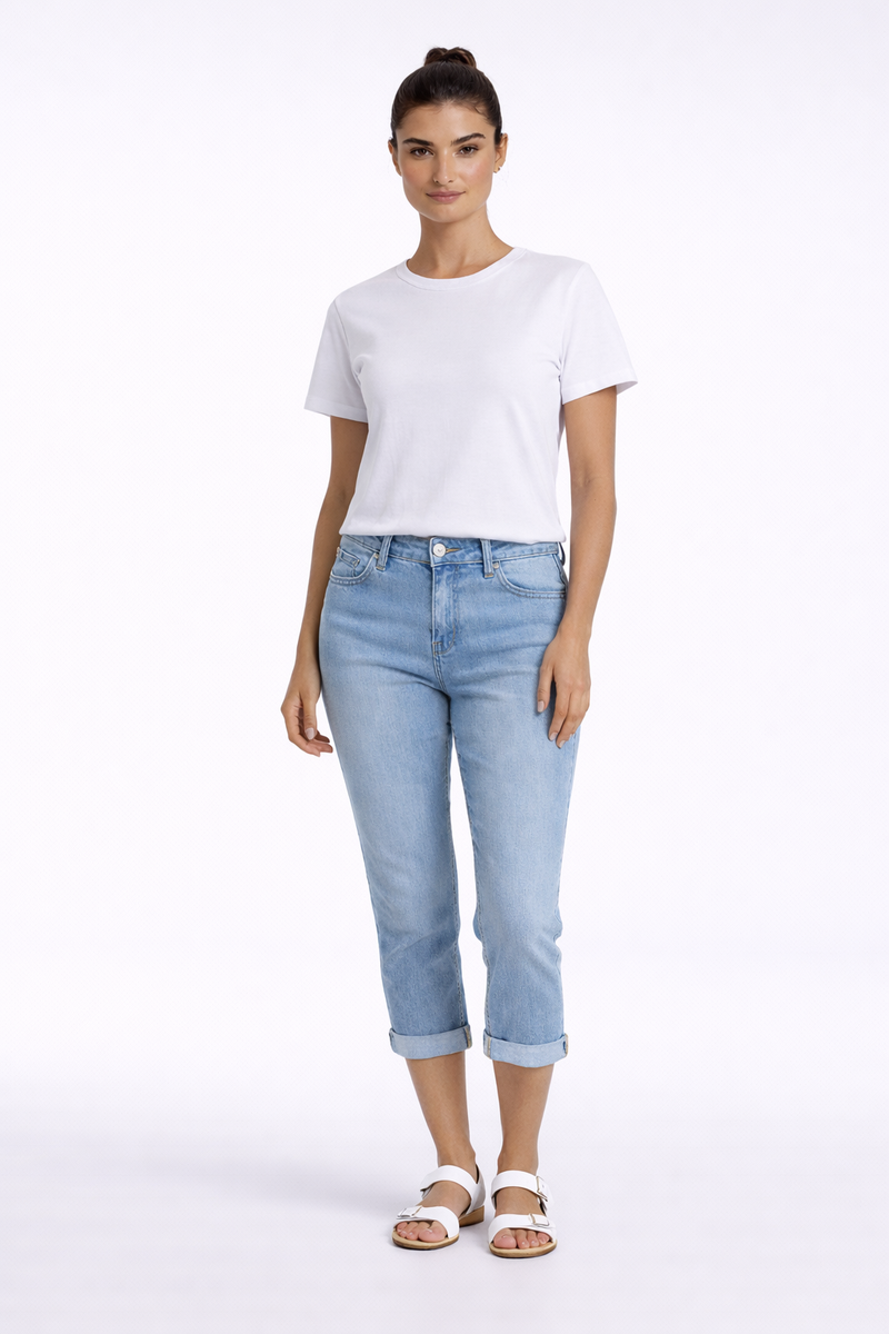 CARRELI PREMIUM DENIM CAPRI - LIGHT BLUE - Vi-Leen's Fashions