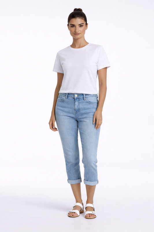 CARRELI PREMIUM DENIM CAPRI - LIGHT BLUE - Vi-Leen's Fashions