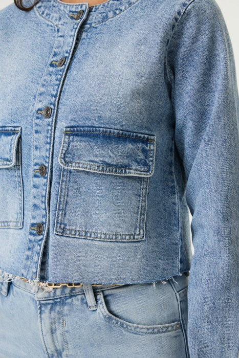 GARCIA CROPPED DENIM JACKET - LIGHT WASH - Vi-Leen's Fashions