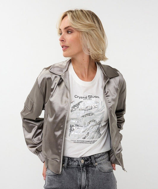 ESQUALO METALLIC JACKET - SILVER BRONZE