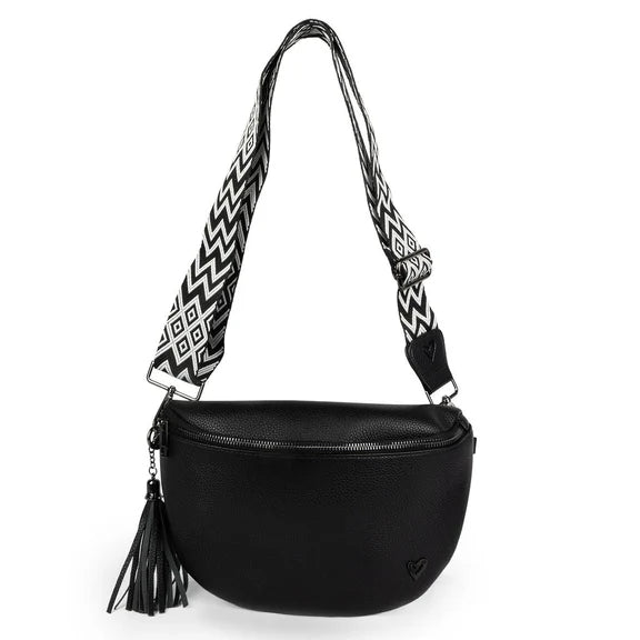 KIMBERLEY VEGAN LEATHER CROSSBODY - BLACK