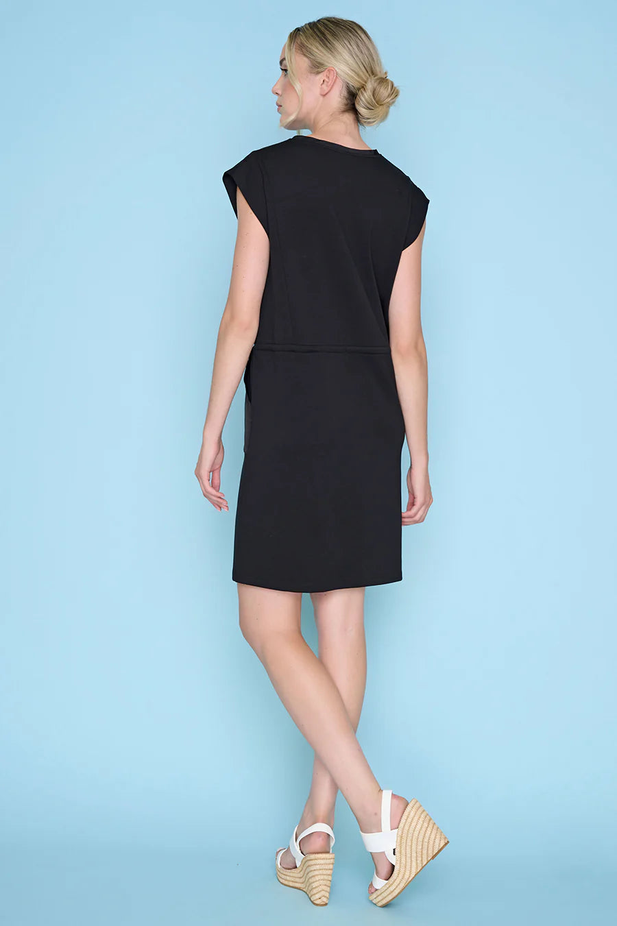 PICADILLY DRAWSTRING WAIST DRESS - BLACK - Vi-Leen's Fashions