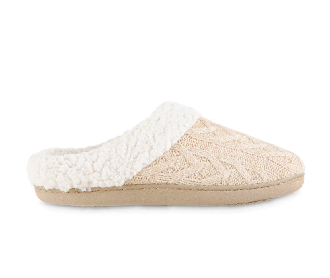 ISOTONER CABLE KNIT SLIPPER - GREY - Vi-Leen's Fashions