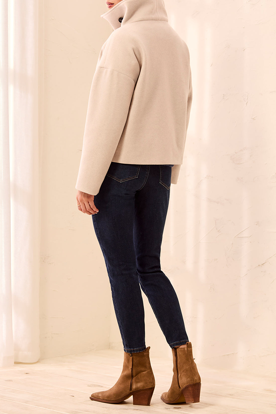 TRIBAL LOFTY CHIC FUNNEL NECK CLOTH JACKET - ANTIQUE WHITE