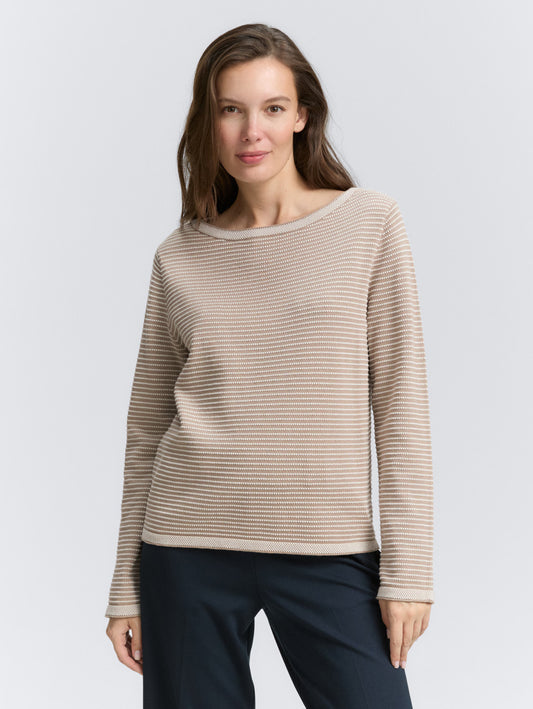 TOM TAILOR BUBBLE KNIT PULLOVER - TAUPE