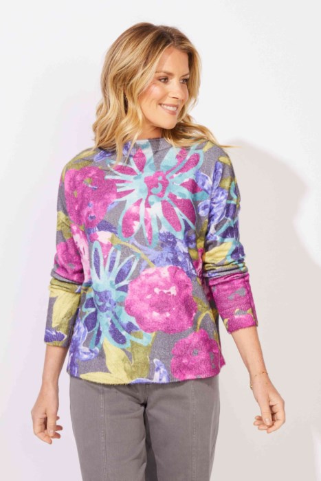 ESCAPE COZY BLOOM SWEATER - MULTI - Vi-Leen's Fashions