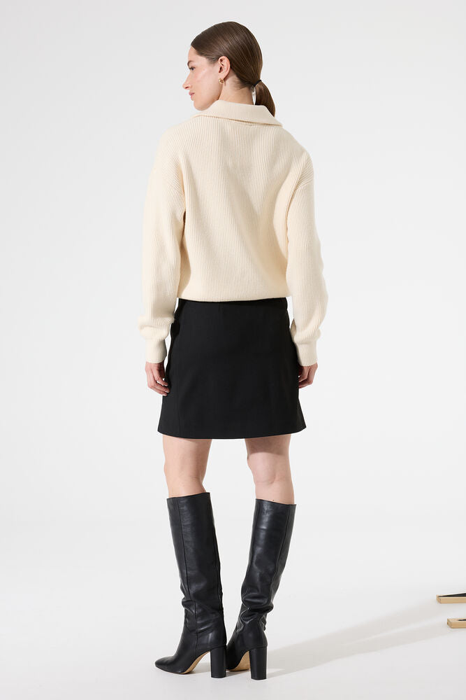 GARCIA HALF ZIP RIBBED PULLOVER - WHITECAP