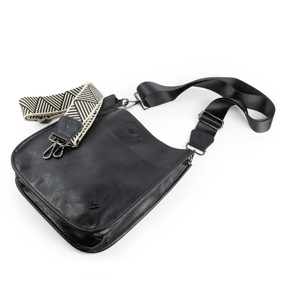 OAKVILLE VEGAN LEATHER CROSSBODY - BLACK