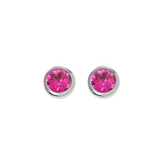 MF RHODIUM SMALL ROUND EARRING - FUSHIA - Vi-Leen's Fashions