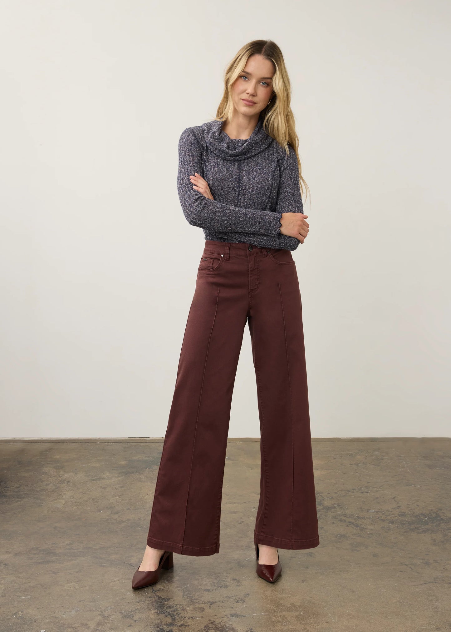 FDJ OLIVIA WIDE LEG TWILL PANT - FIG