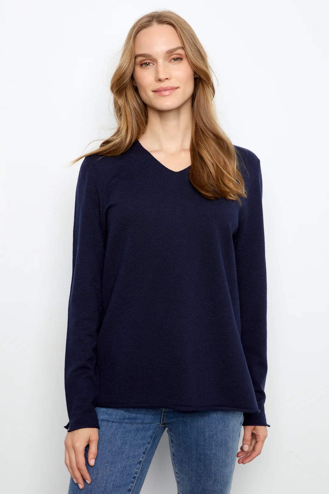 CHARLIE B V-NECK SWEATER - NAVY - Vi-Leen's Fashions