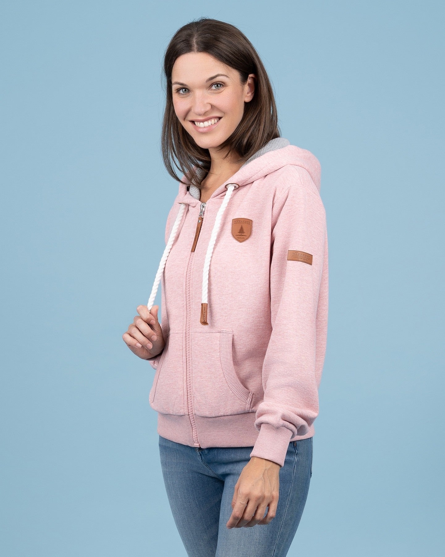 WANAKOME HAZEL ZIP FRONT HOODIE - HEATHER PINK - Vi-Leen's Fashions