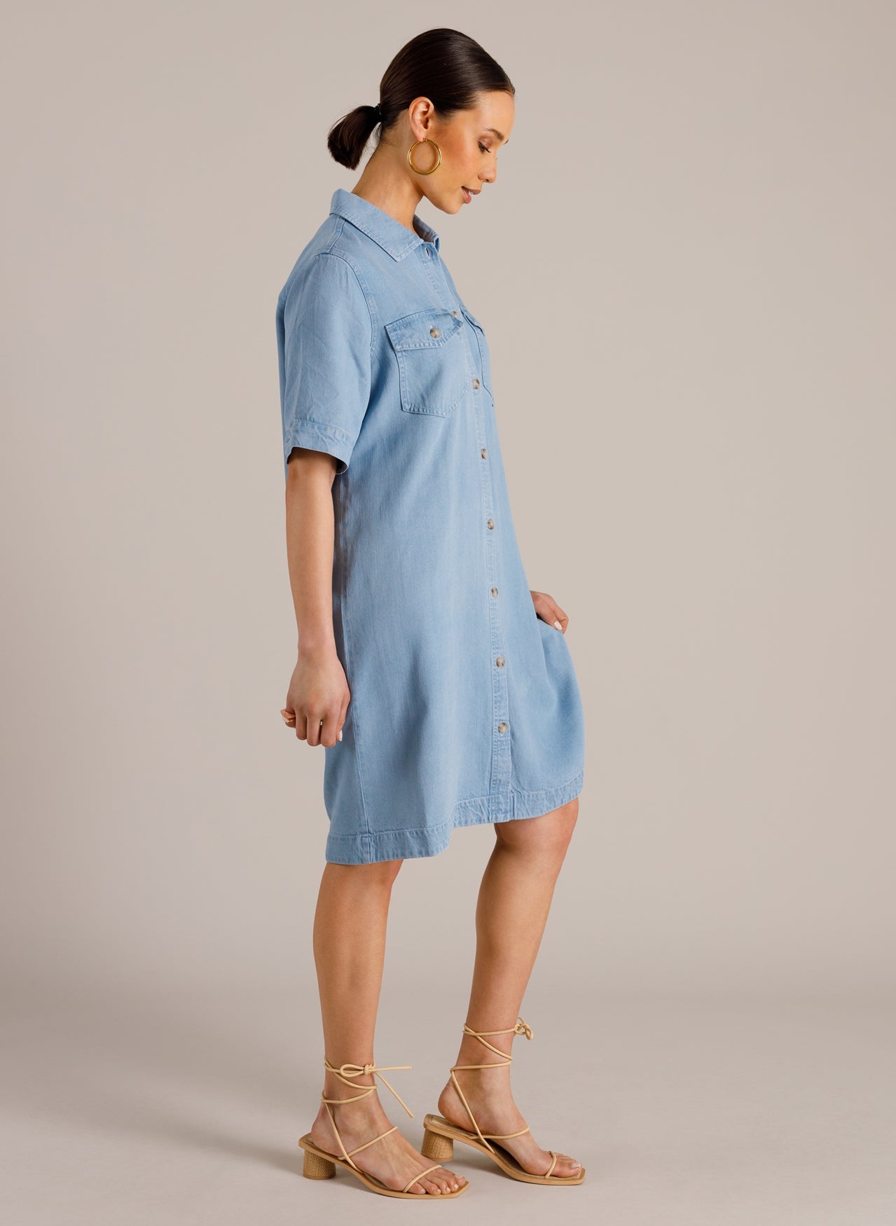 YEST MARCIA DRESS - LIGHT DENIM BLEACHED - Vi-Leen's Fashions