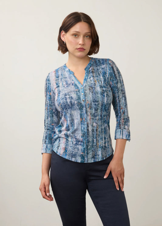 FDJ HENLEY TOP - GRAVITY INDIGO - Vi-Leen's Fashions