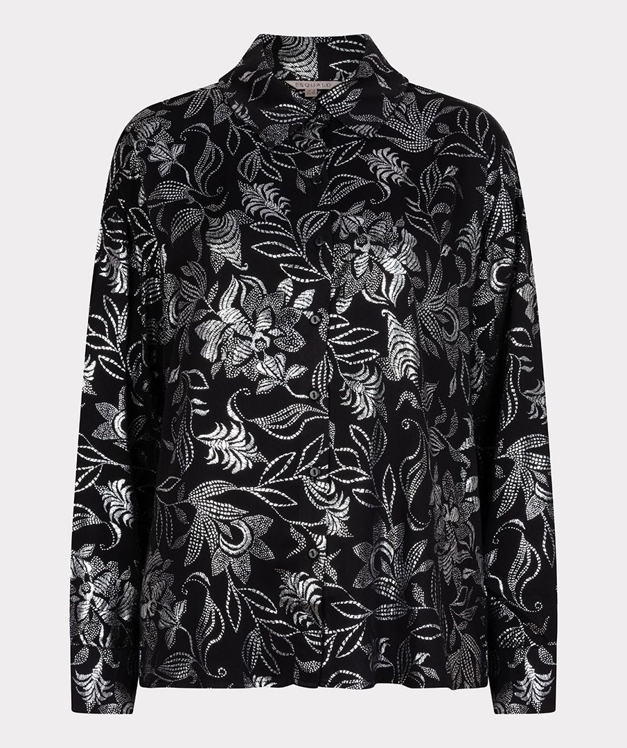 ESQUALO PRINTED BLOUSE - BLACK