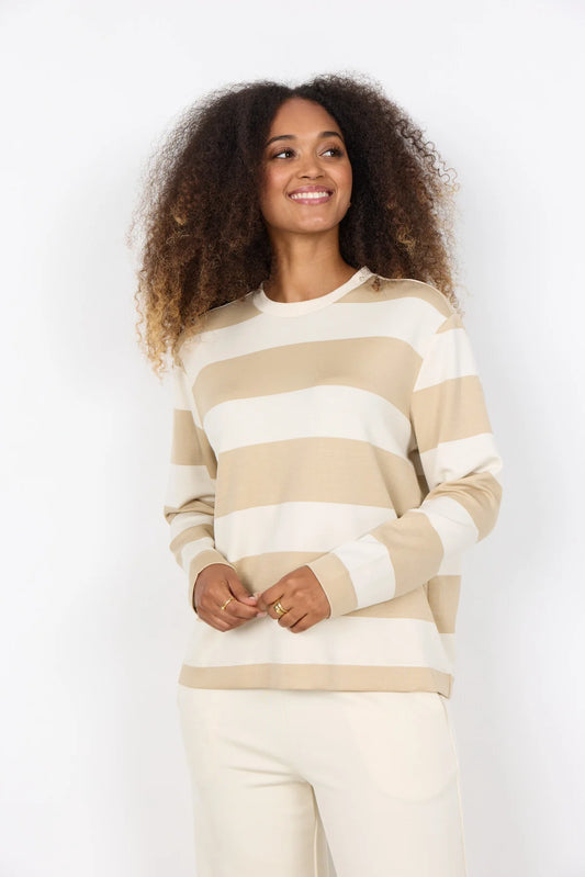 SOYACONCEPT BARNI STRIPE PULLOVER - SAND