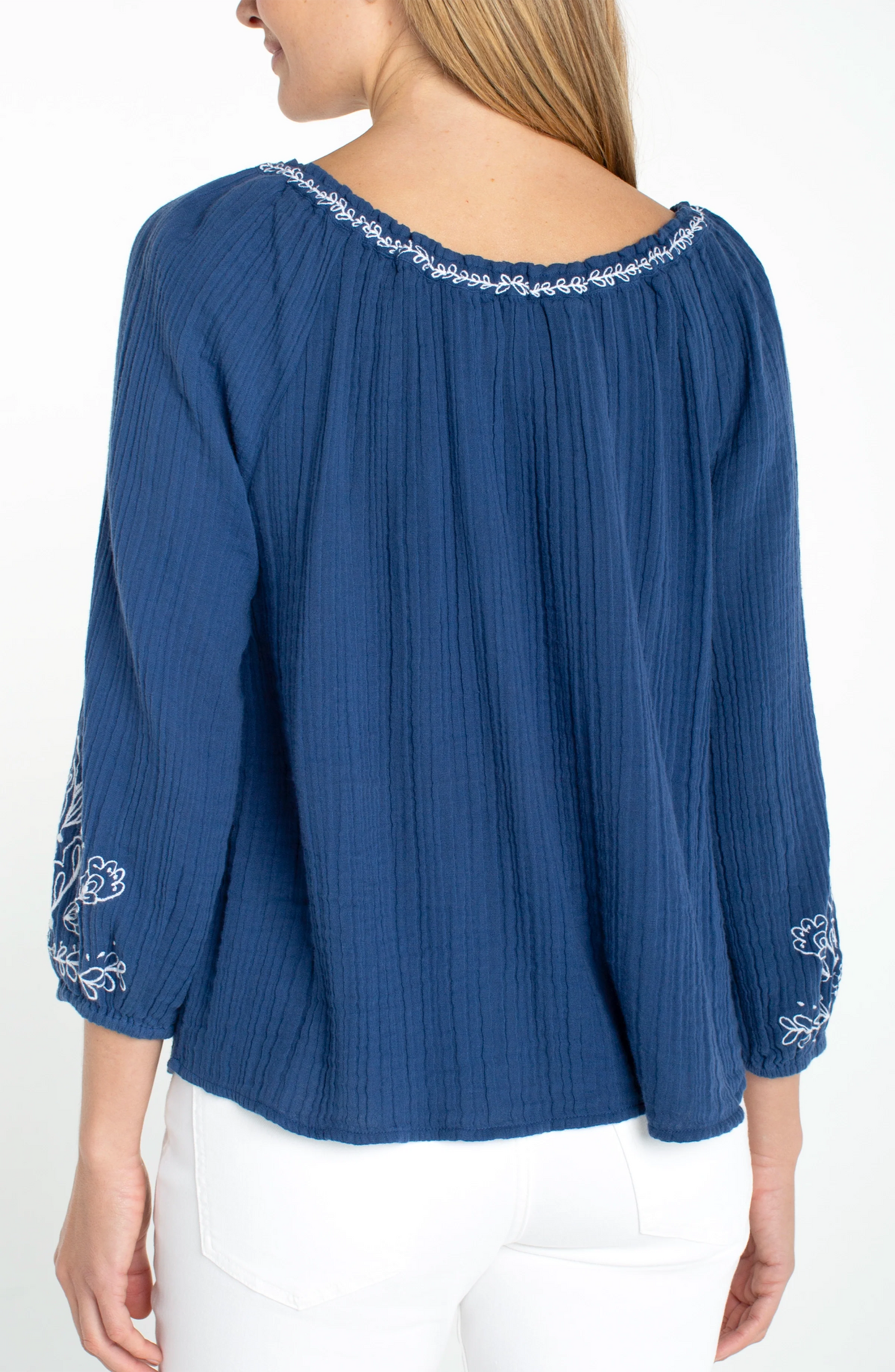 LIVERPOOL EMBROIDERED TOP - LIBERTY BLUE - Vi-Leen's Fashions