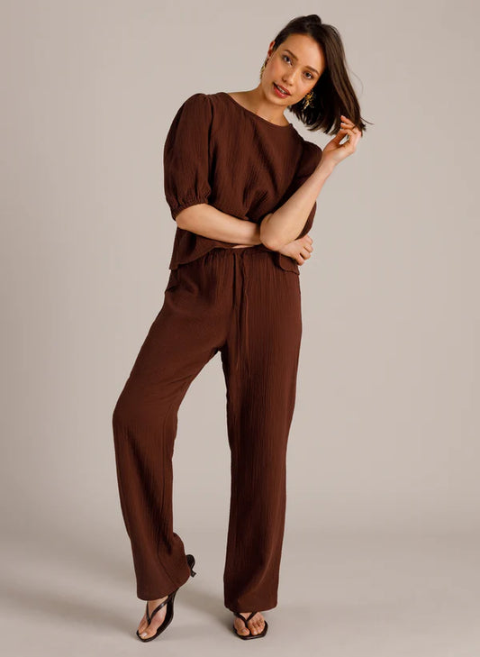 YEST MIRKA COTTON PANT - COFFEE BROWN - Vi-Leen's Fashions
