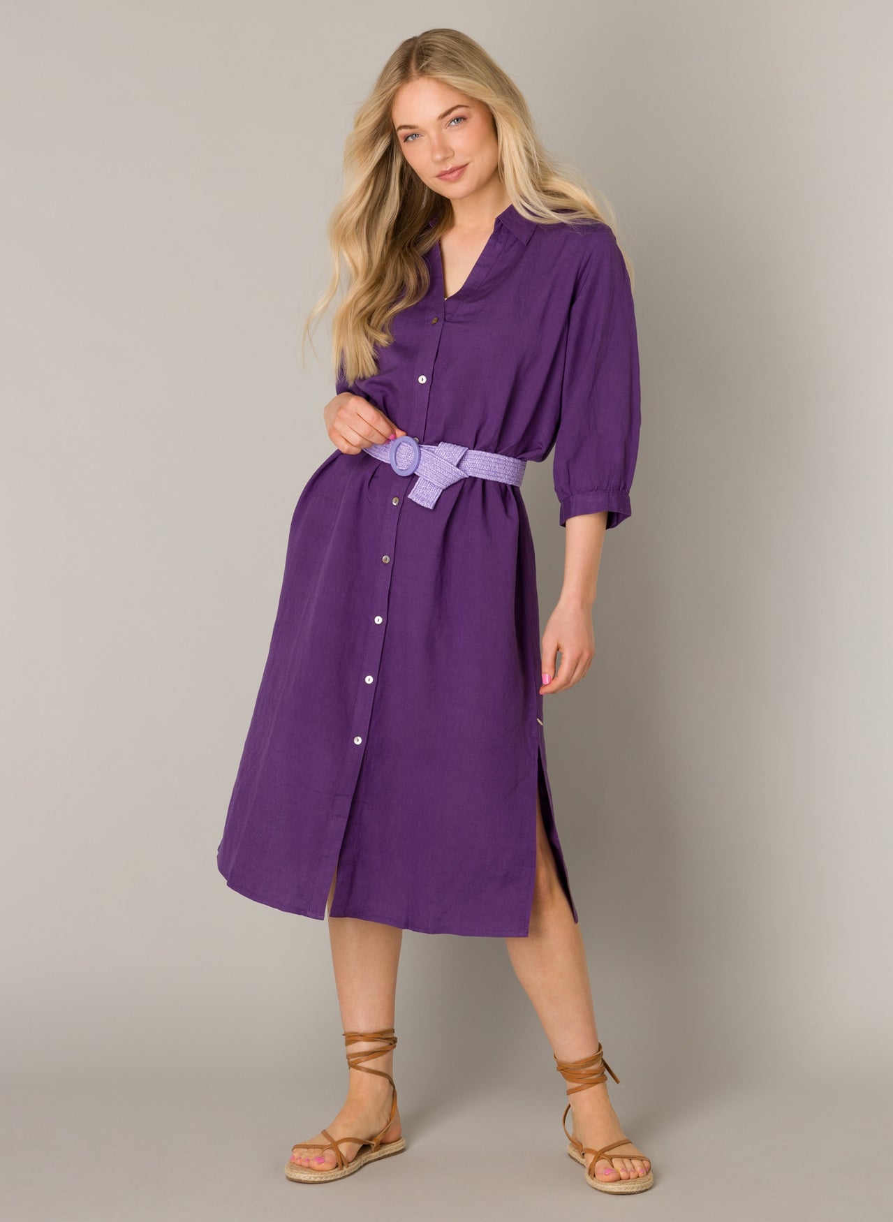 YEST ZENDAYA LINEN DRESS - PURPLE - Vi-Leen's Fashions