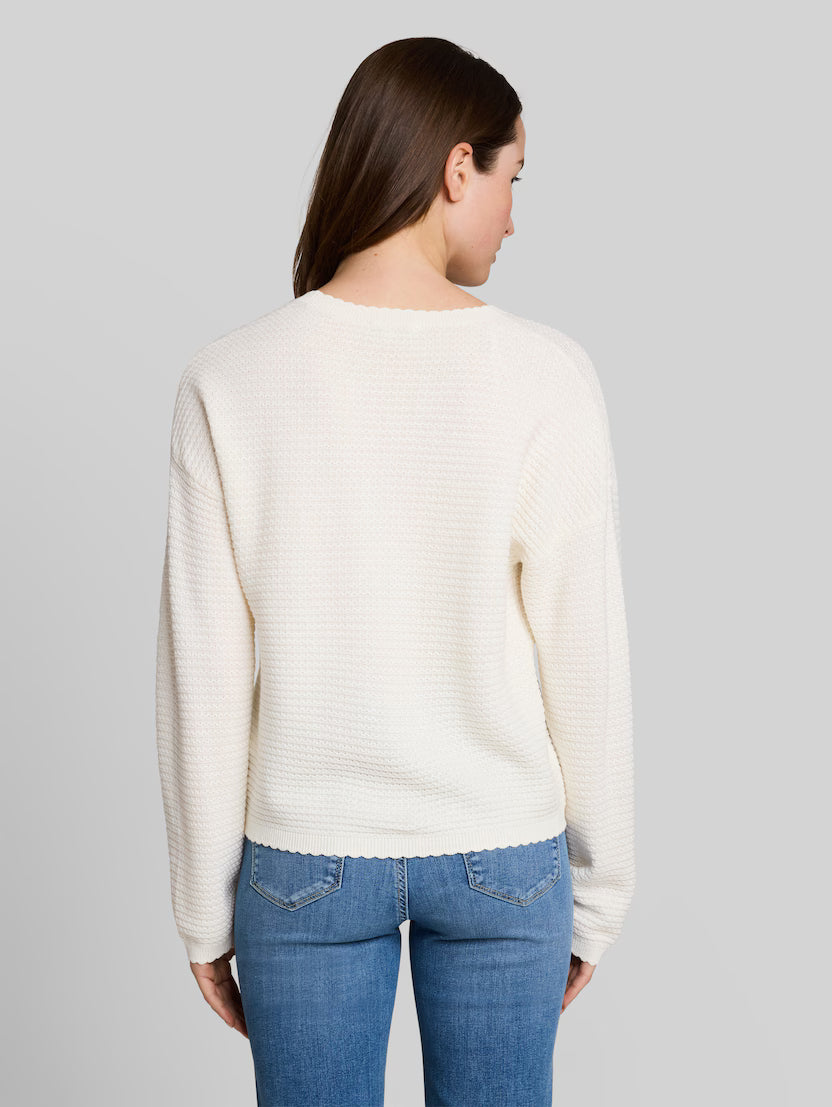TOM TAILOR PULLOVER WITH WAVY EDGES - CREAM - Vi-Leen's Fashions