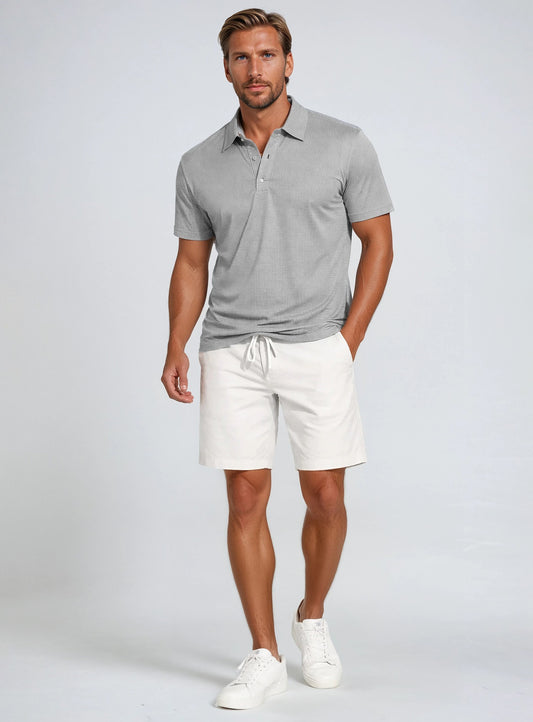 MEN'S POINT ZERO DRY-X WAFFLE POLO - LIGHT GREY - Vi-Leen's Fashions