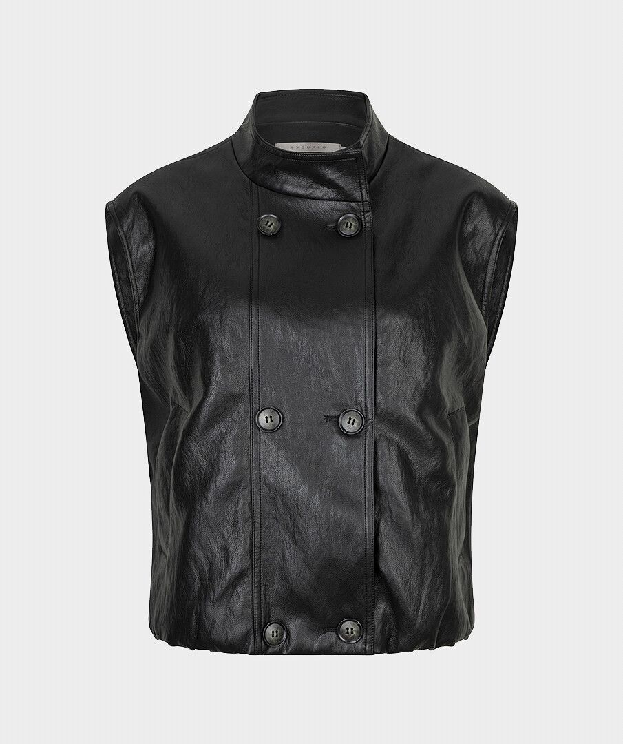 ESQUALO DOUBLE BREASTED WAIST COAT - BLACK