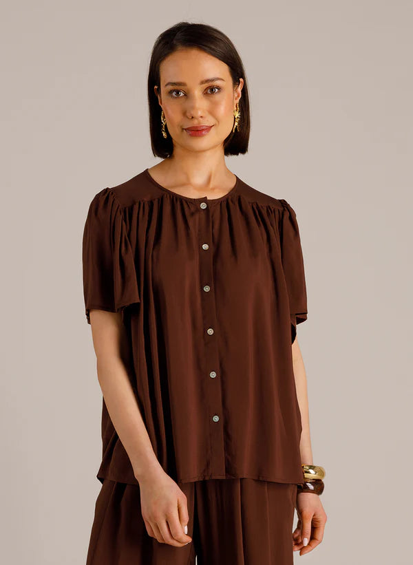 YEST MEGAN TOP - COFFEE BROWN - Vi-Leen's Fashions