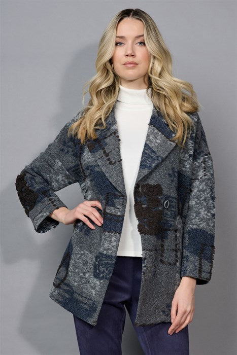 PICADILLY TEXTURED JACKET - BLUE/GREY