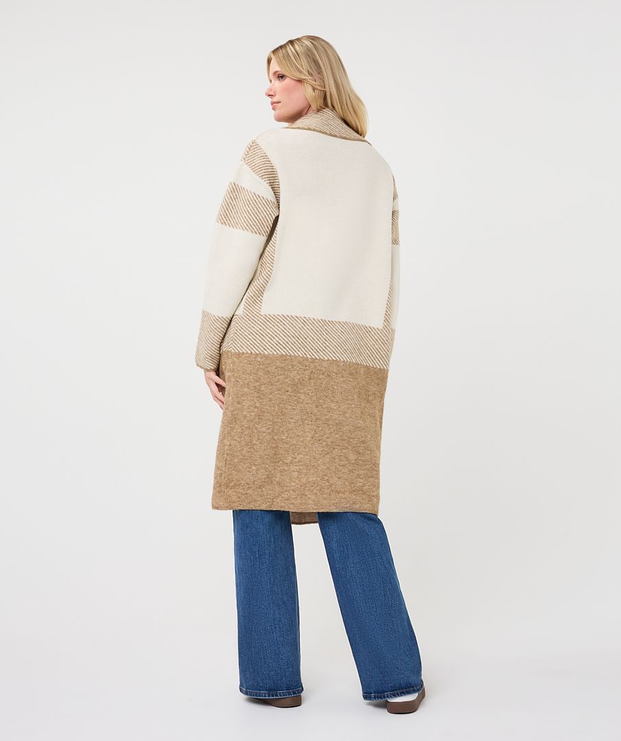 ESQUALO LONG CARDIGAN - SAND MELANGE
