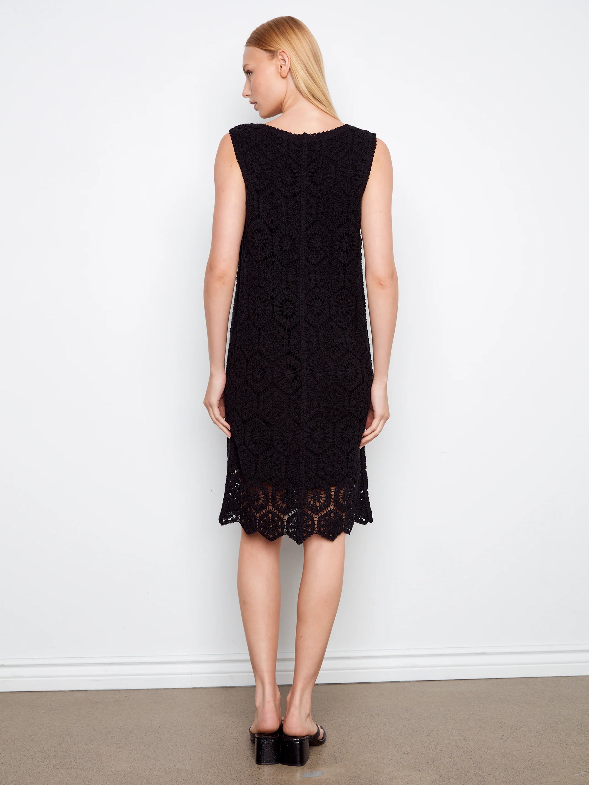 CHARLIE B CROCHET SLEEVELESS DRESS - BLACK - Vi-Leen's Fashions