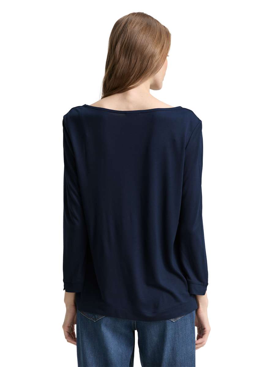 TOM TAILOR MIX FRONT PRINT TOP - NAVY/TEAL