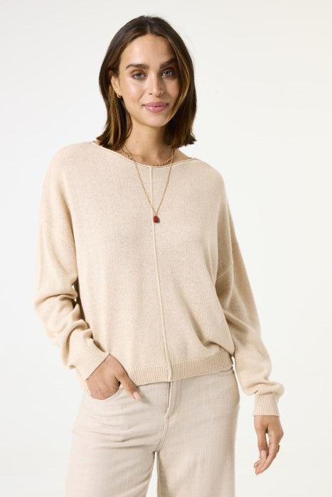 GARCIA DROP SHOULDER KNIT PULLOVER - ALMOND