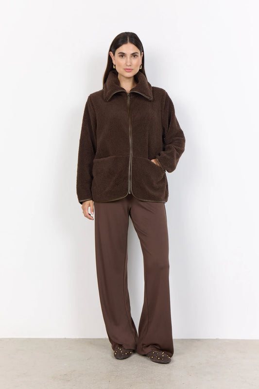 SOYACONCEPT ONYX SHERPA JACKET - HOT FUDGE