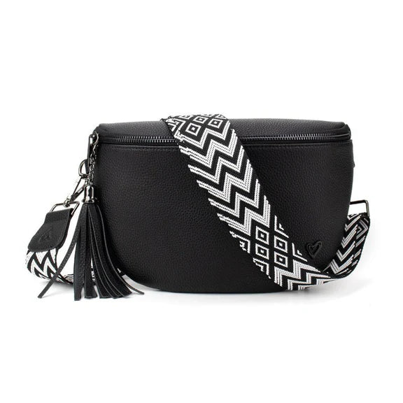 KIMBERLEY VEGAN LEATHER CROSSBODY - BLACK