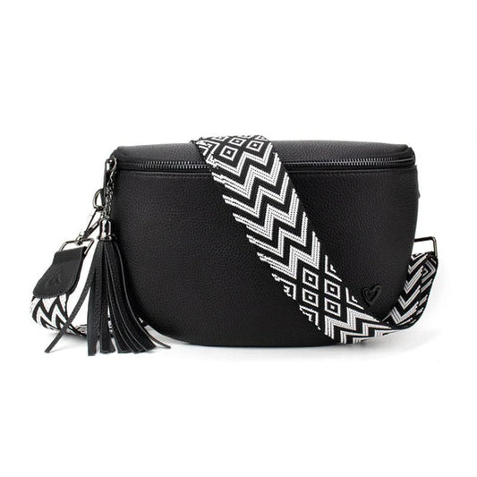KIMBERLEY VEGAN LEATHER CROSSBODY - BLACK