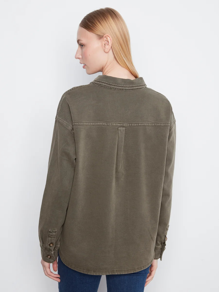 CHARLIE B SOFT TWILL LONG SLEEVE OVERSHIRT - MOSS - Vi-Leen's Fashions